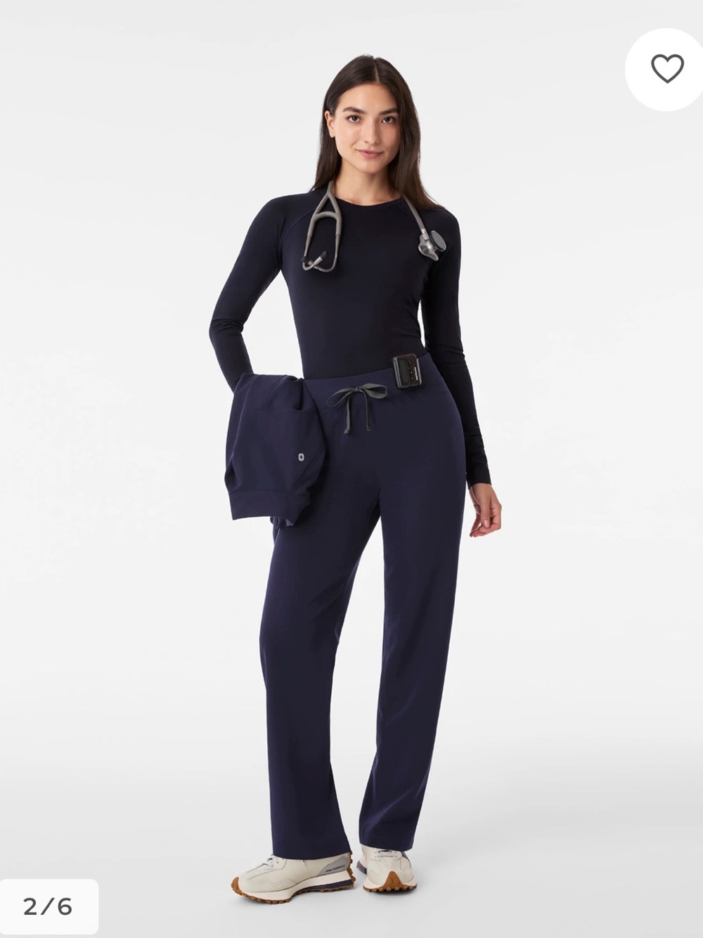 Figs Navy Livingston High-Rise Straight-Leg Scrub Pant